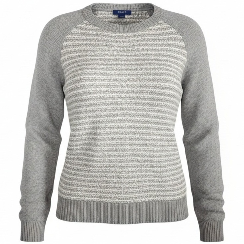 Chaps Sweater Women's XL Grey Textured Knit Crew Neck Cotton Wool Blend Pullover